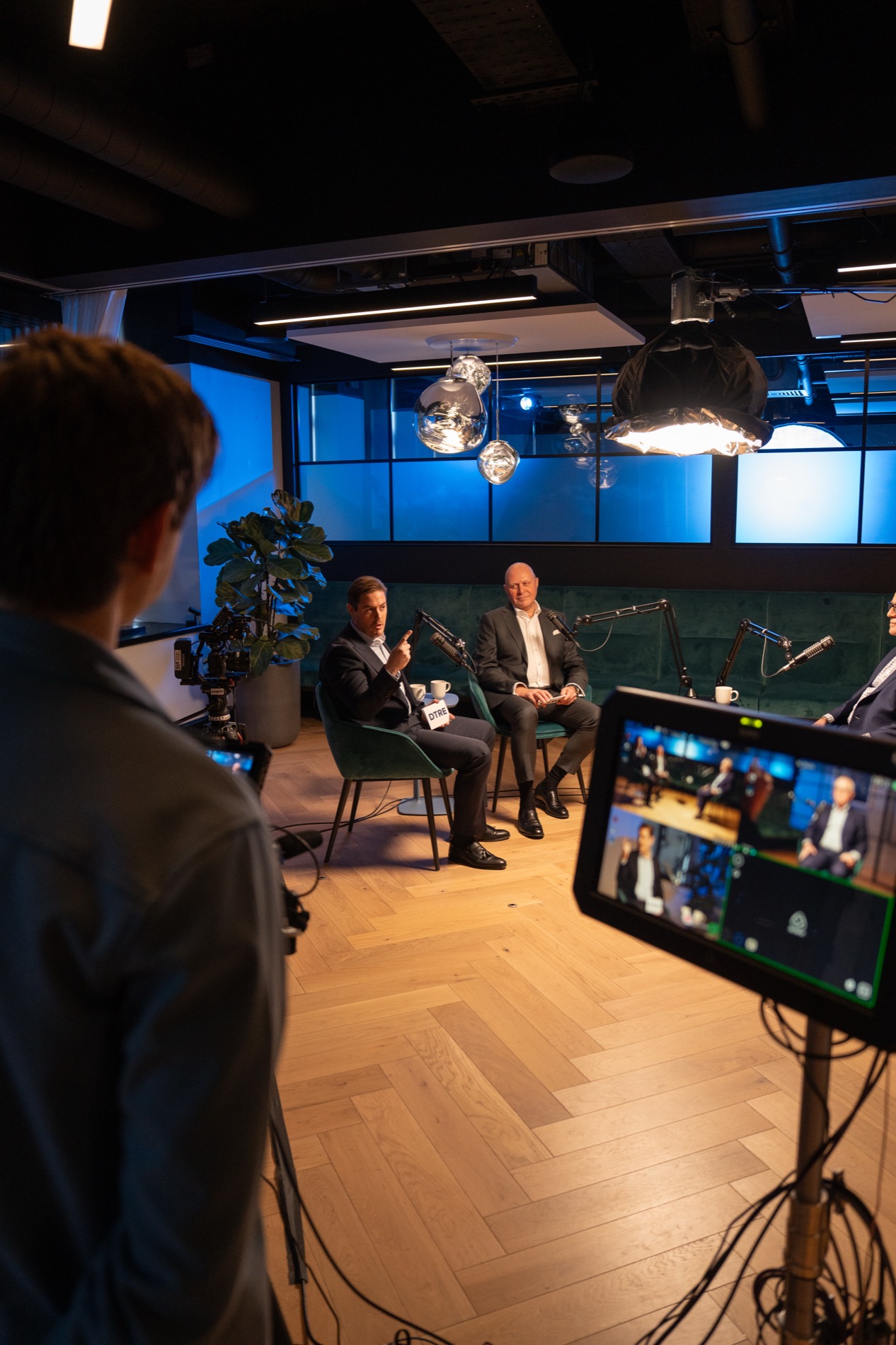 Host on broadcast studio set