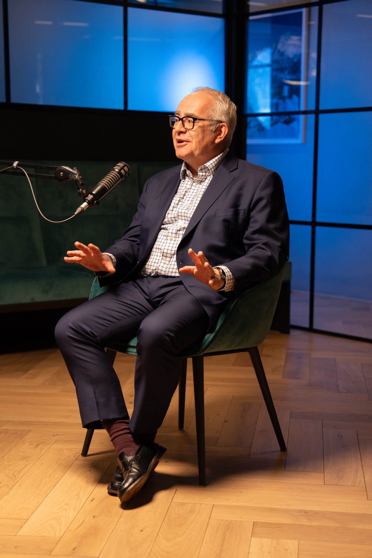 Close crop of broadcast studio interview