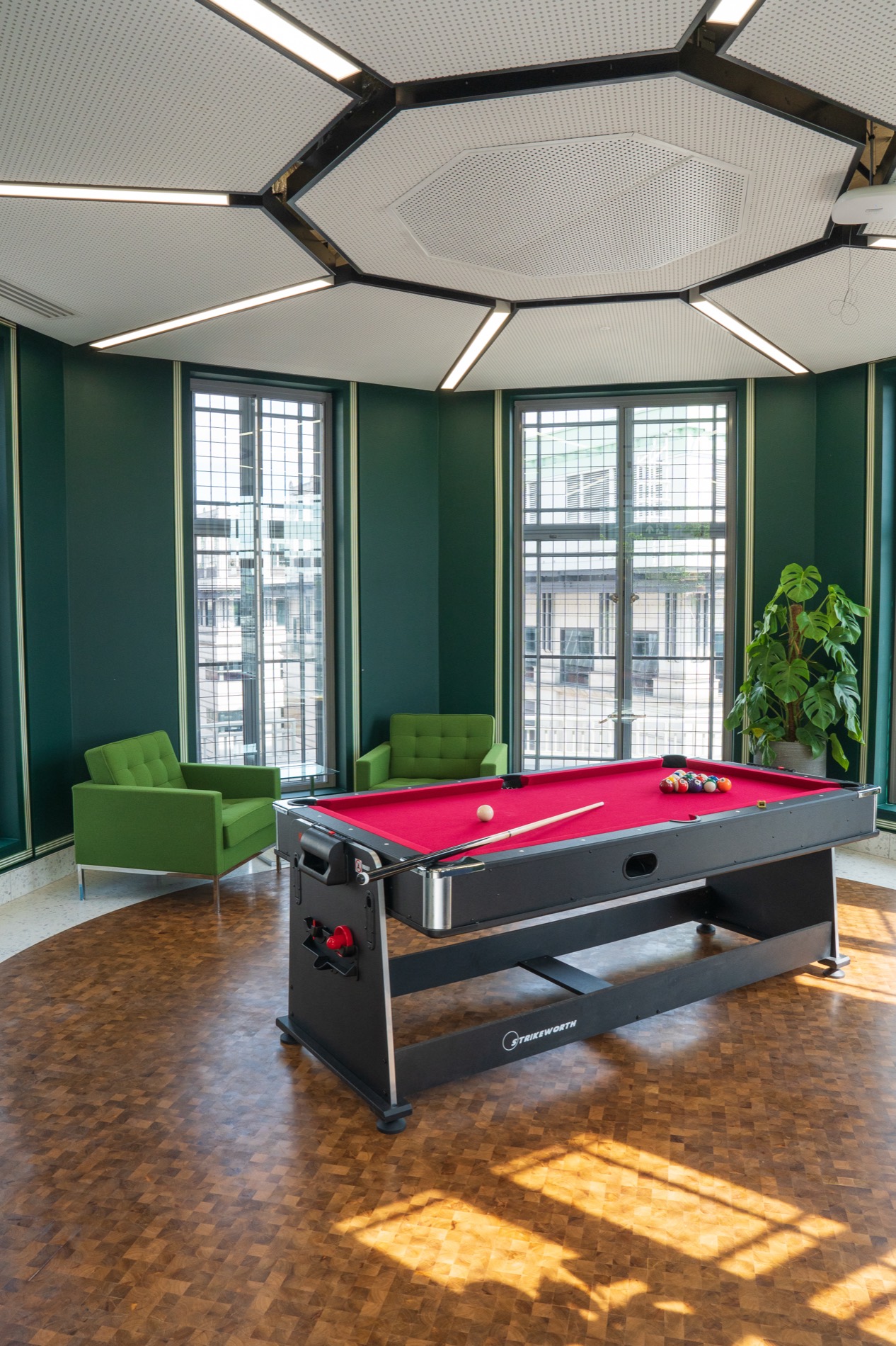 Office breakout room with pool table